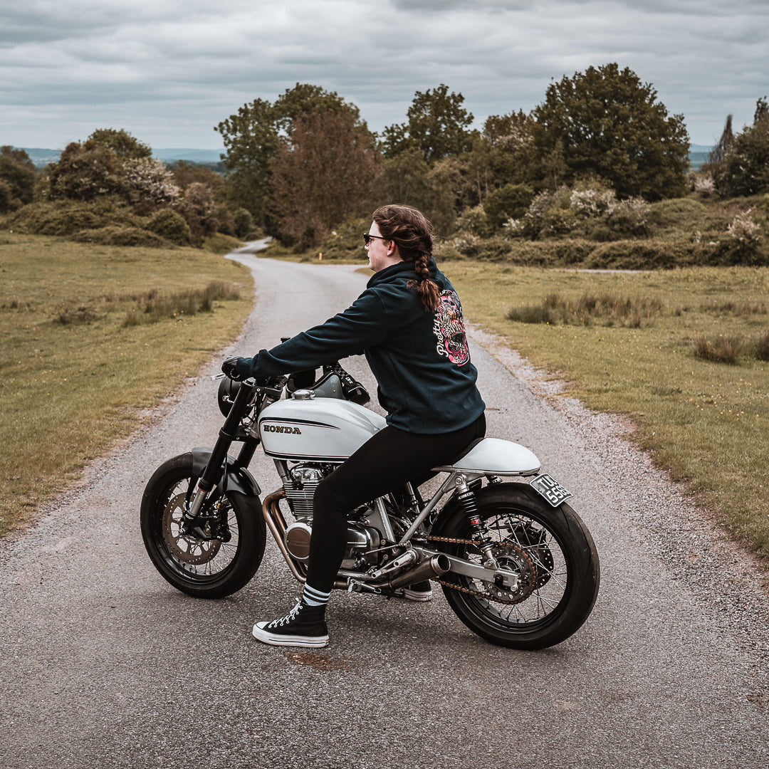 PrettyFastCo Pretty To The Bone Hoodie In Navy