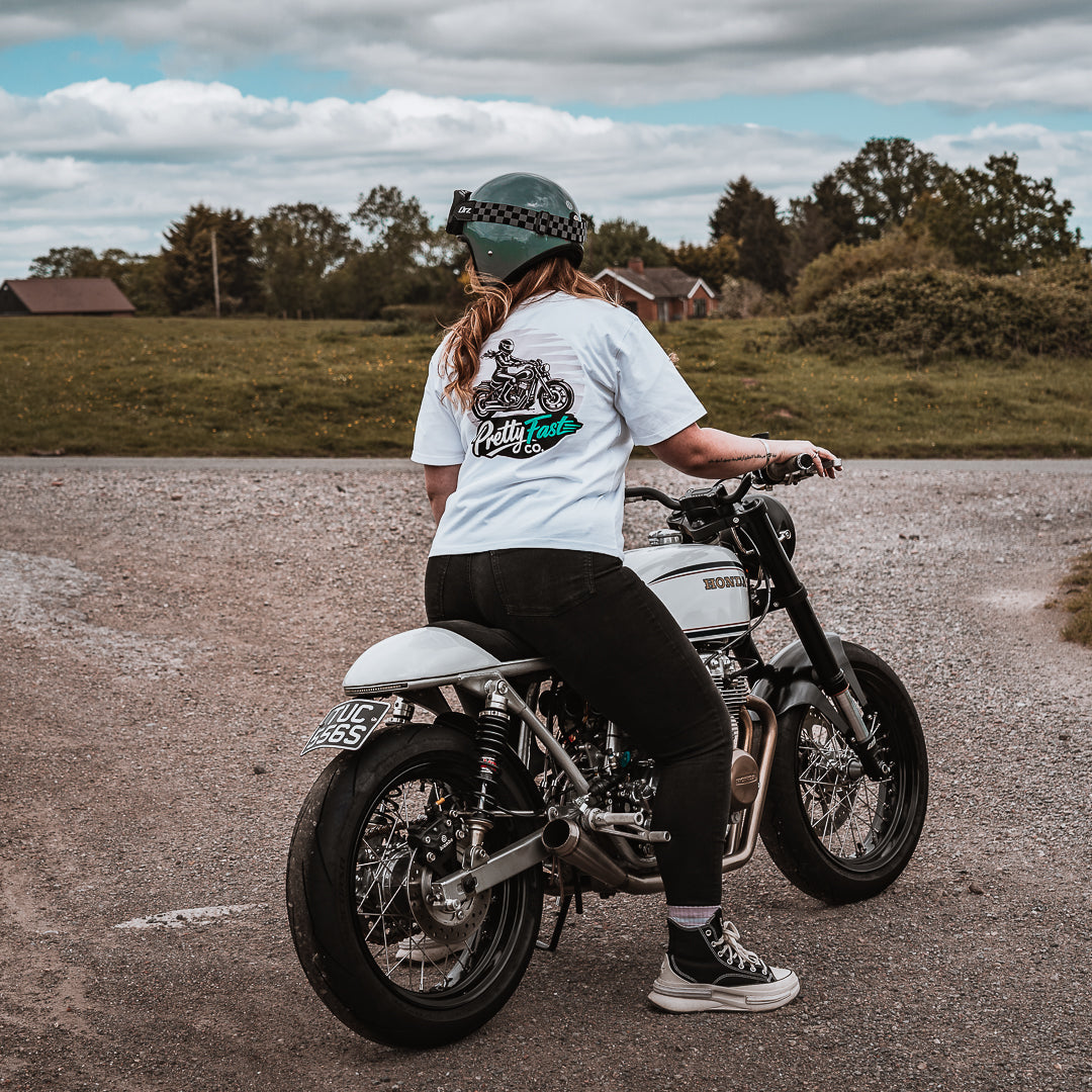 PrettyFastCo Sunset Rider S/S Tee In White