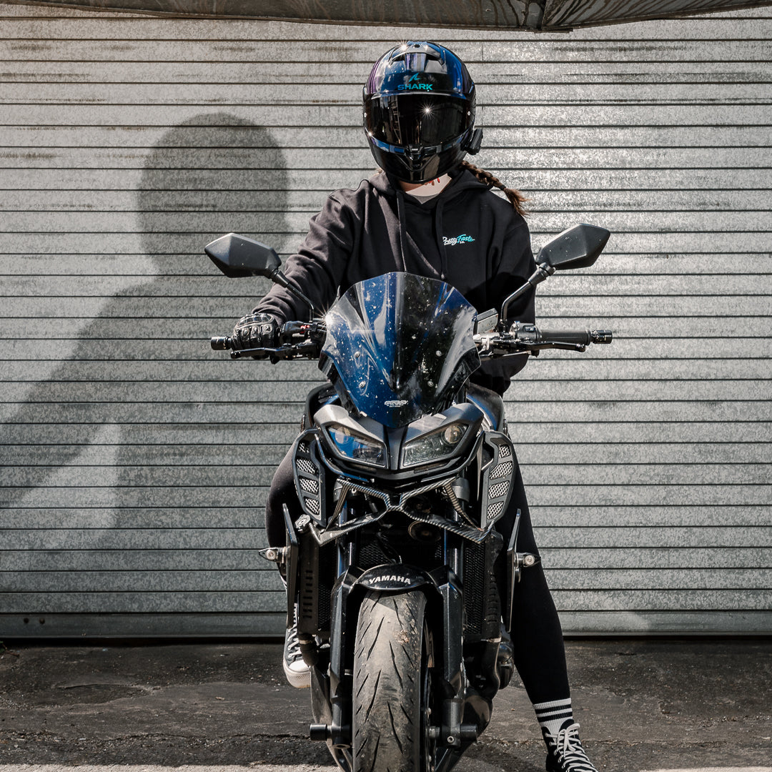 PrettyFastCo Original Hoodie In Black With Turquoise Logo