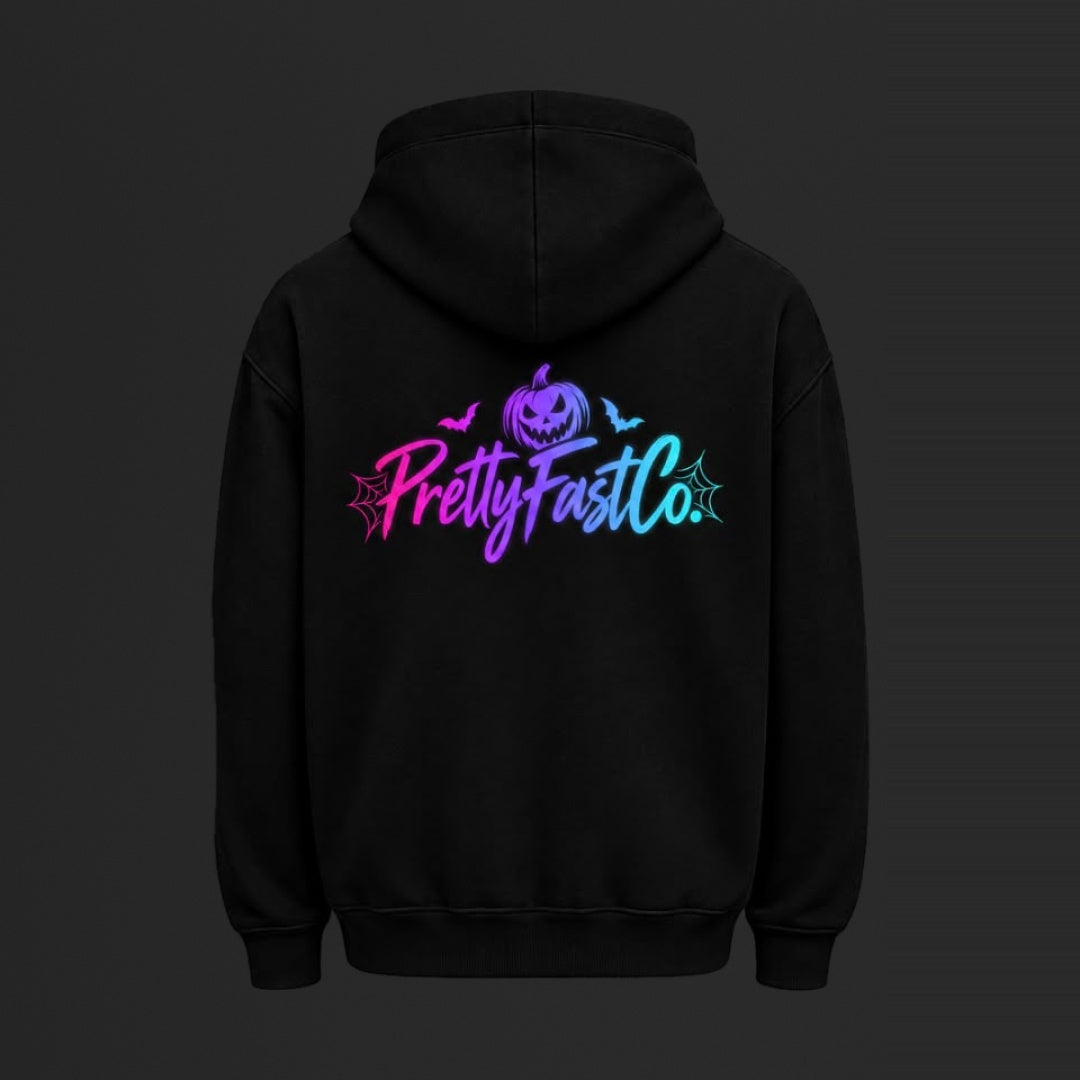 Pretty Fast Co Limited Edition Halloween Hoodie With Multicoloured Logo