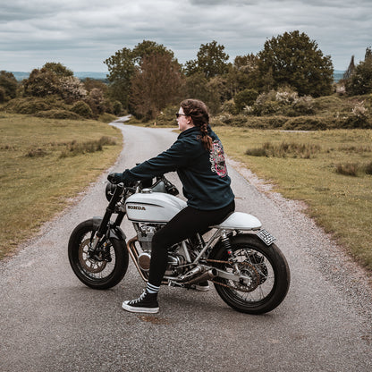 PrettyFastCo Pretty To The Bone Hoodie In Navy