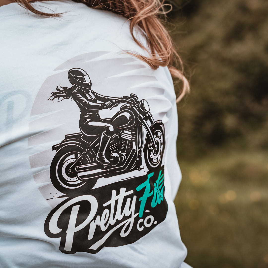 PrettyFastCo Sunset Rider L/S T-shirt In White