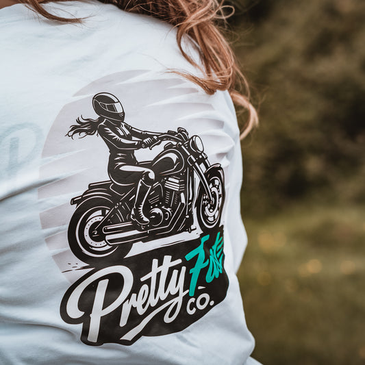 PrettyFastCo Sunset Rider L/S T-shirt In White