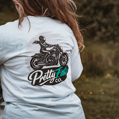PrettyFastCo Sunset Rider L/S T-shirt In White