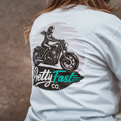 PrettyFastCo Sunset Rider S/S Tee In White