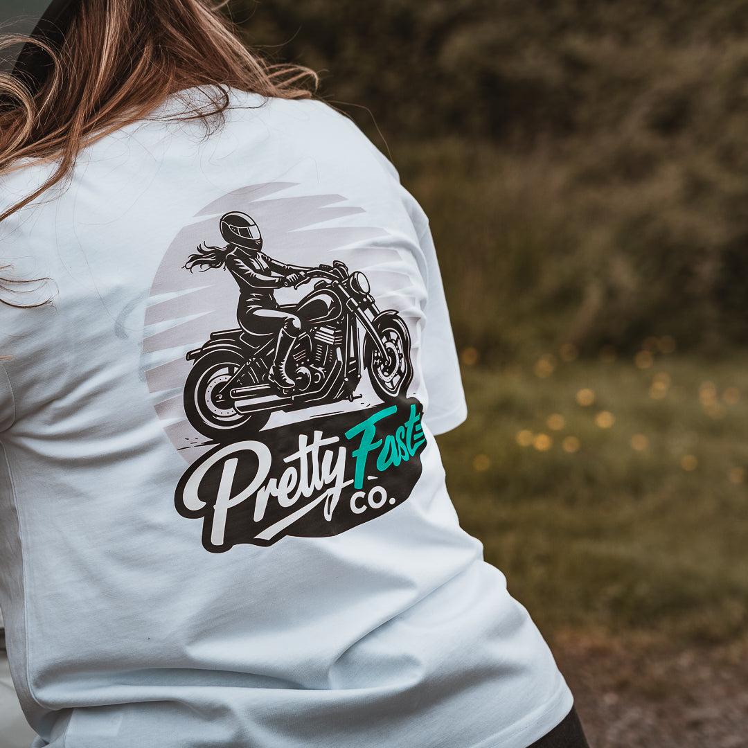 PrettyFastCo Sunset Rider S/S Tee In White