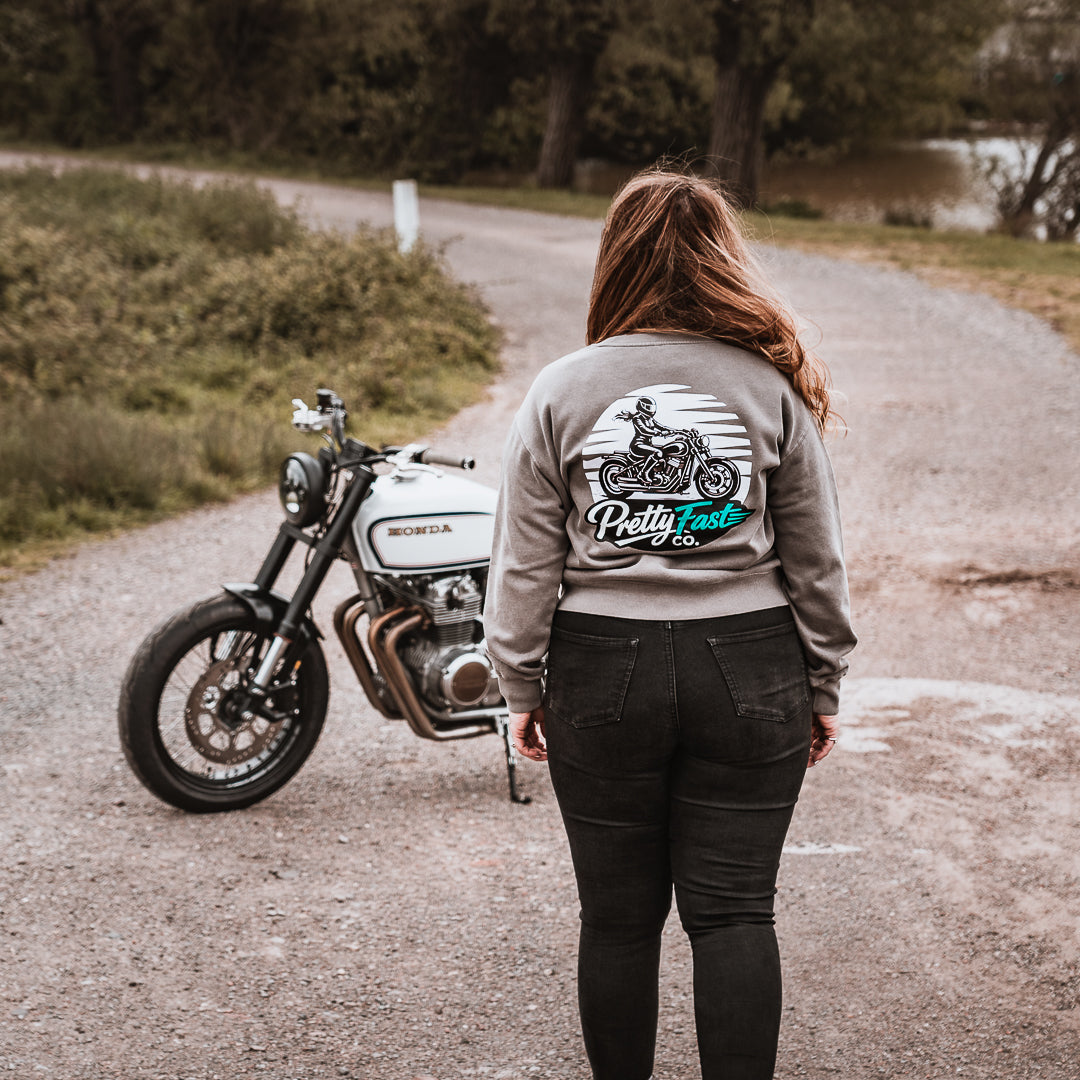PrettyFastCo Sunset Rider Sweatshirt In Faded Grey