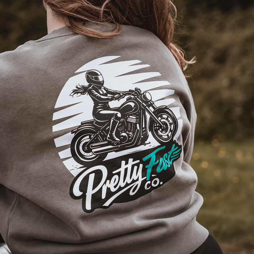 PrettyFastCo Sunset Rider Sweatshirt In Faded Grey