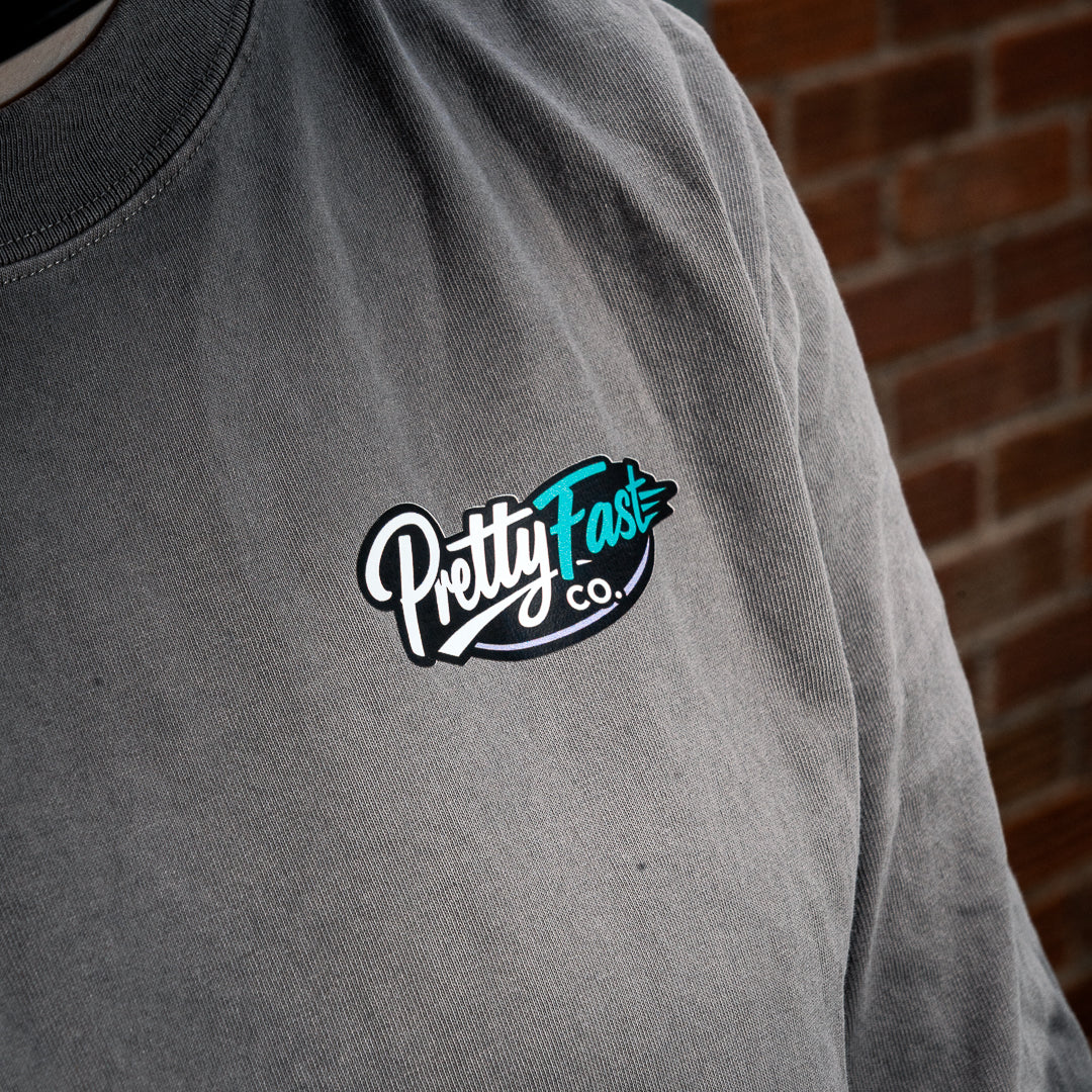 PrettyFastCo Sunset Rider L/S T-shirt In Faded Grey