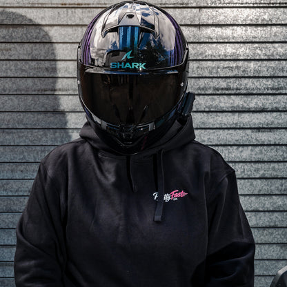 PrettyFastCo Original Hoodie In Black With Pink Logo
