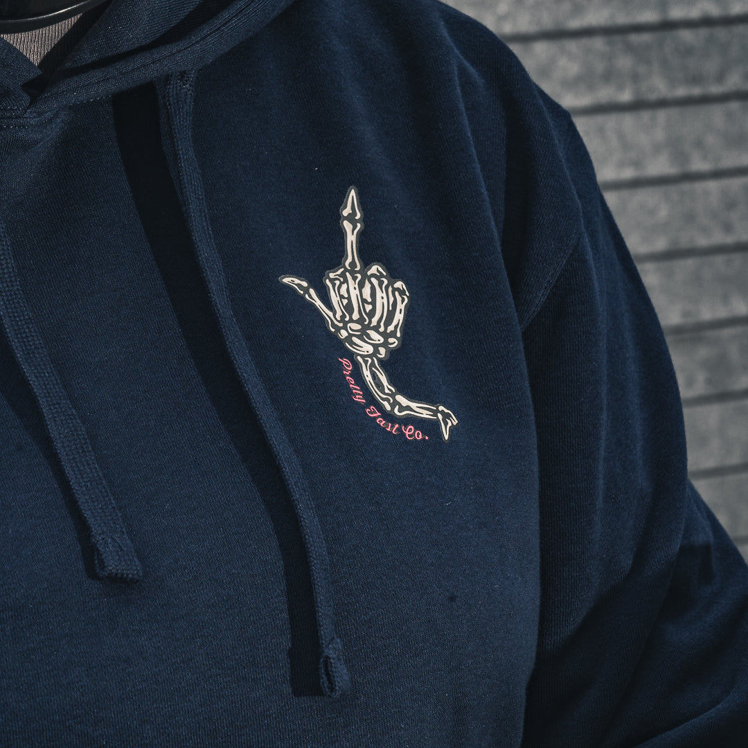 PrettyFastCo Pretty To The Bone Hoodie In Navy