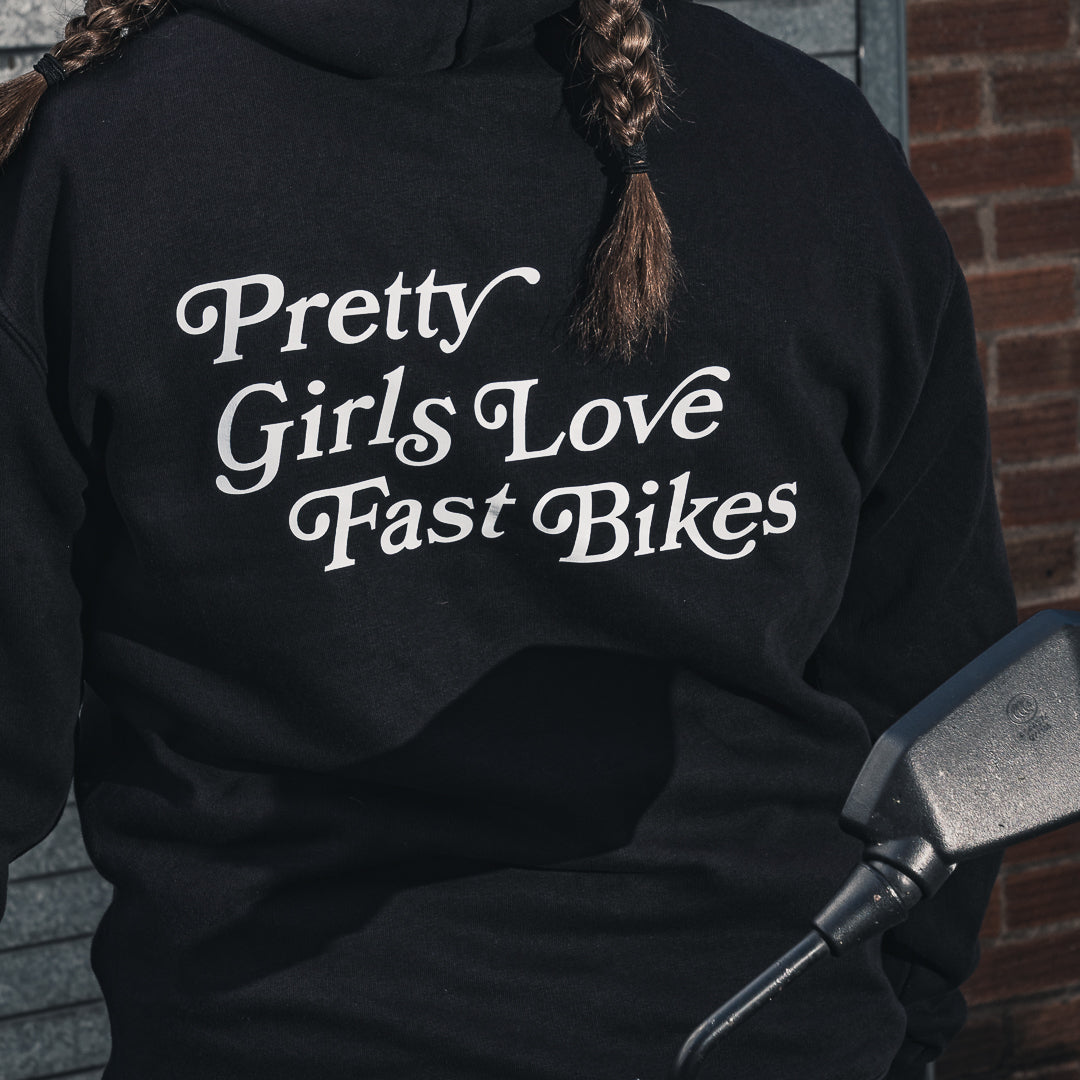 PrettyFastCo Pretty Girls Love Fast Bikes Hoodie In Black