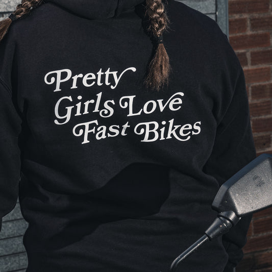 PrettyFastCo Pretty Girls Love Fast Bikes Hoodie In Black