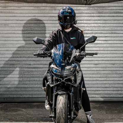 PrettyFastCo Original Hoodie In Black With Turquoise Logo
