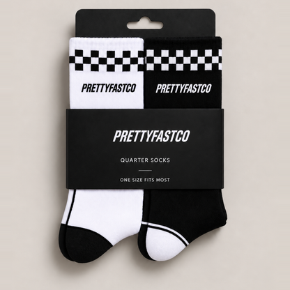 PrettyFastCo Checkered Quarter Socks – 2 Pack