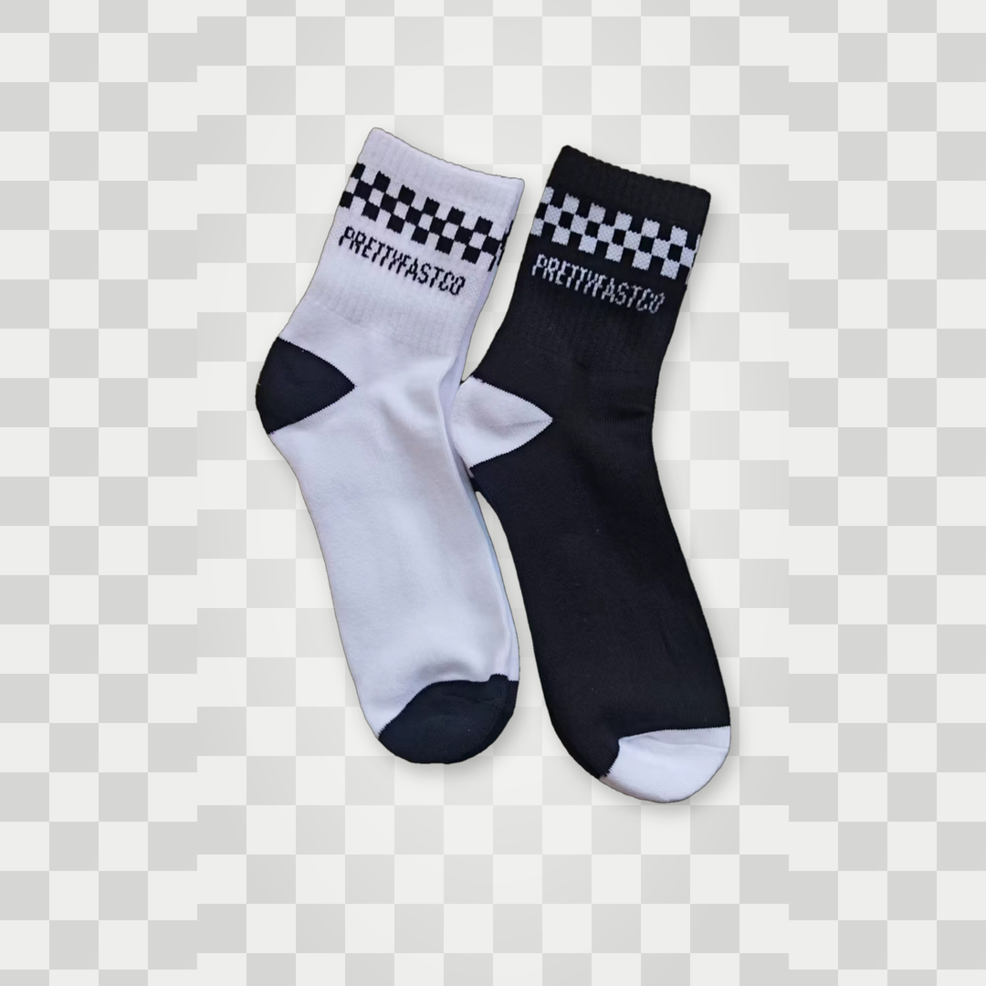 PrettyFastCo Checkered Quarter Socks – 2 Pack
