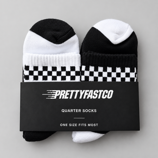 PrettyFastCo Checkered Quarter Socks – 2 Pack