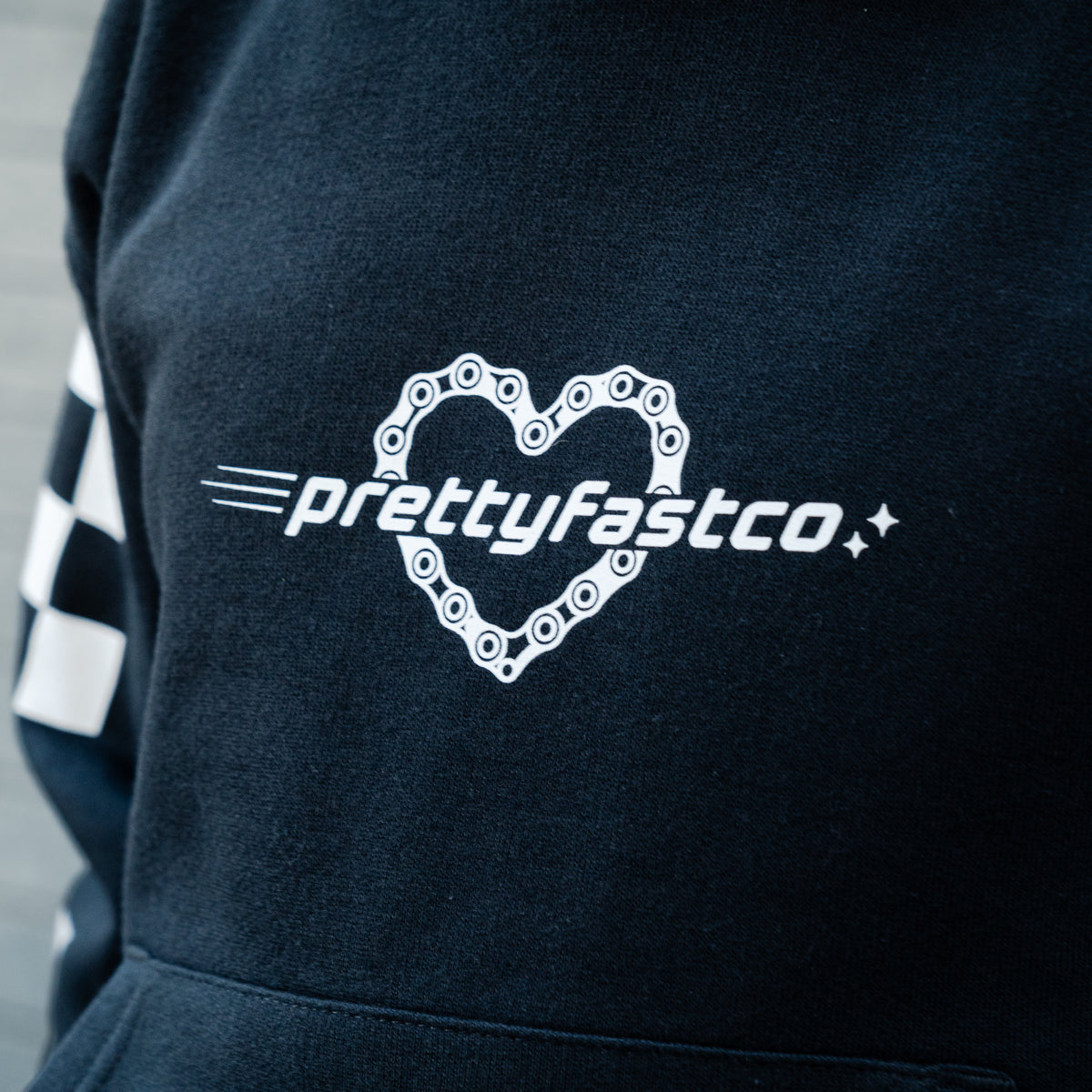 PrettyFastCo Kids Chain Heart Hoodie In Black
