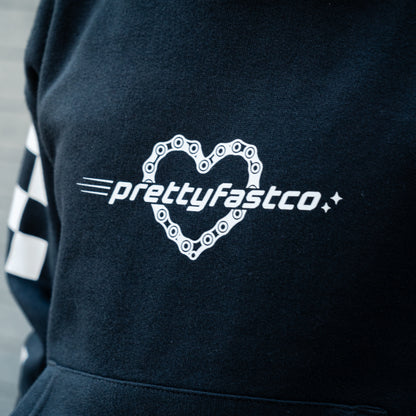 PrettyFastCo Kids Chain Heart Hoodie In Black