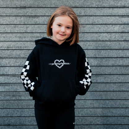 PrettyFastCo Kids Chain Heart Hoodie In Black