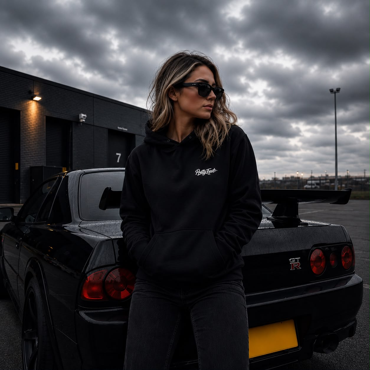 PrettyFastCo Pretty Girls Love Fast Cars Hoodie In Black