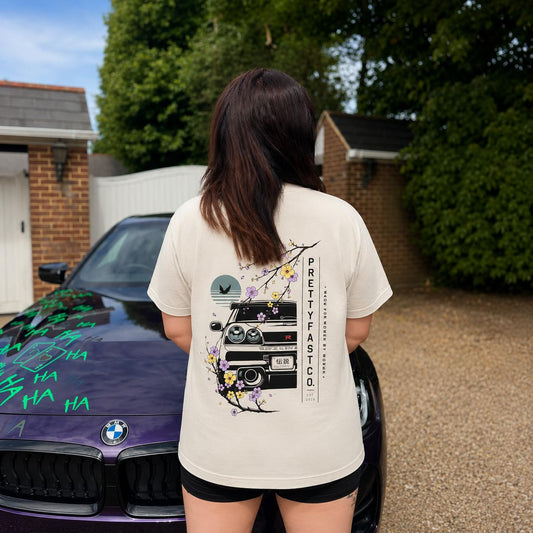 PrettyFastCo Sakura Skyline S/S Tee In Bone
