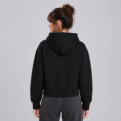 PrettyFastCo Chain Heart Boxy Hoodie In Black