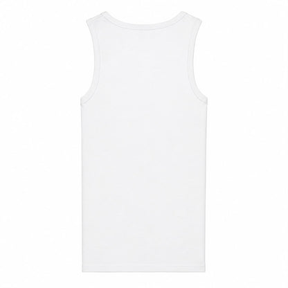 PrettyFastCo Original Vest In White With Turquoise Logo