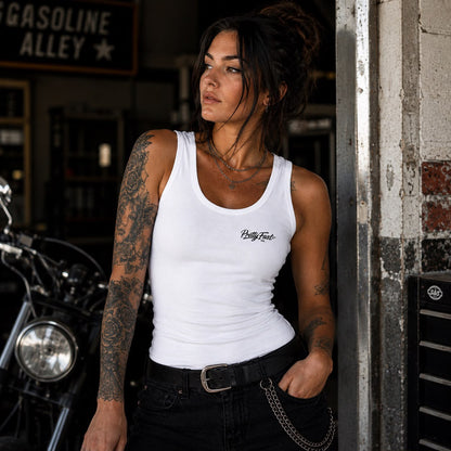 PrettyFastCo I Ride Like A Girl Vest In White With Black Logo