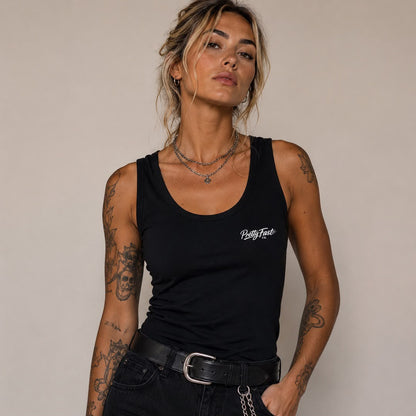 PrettyFastCo I Ride Like A Girl Vest In Black With White Logo